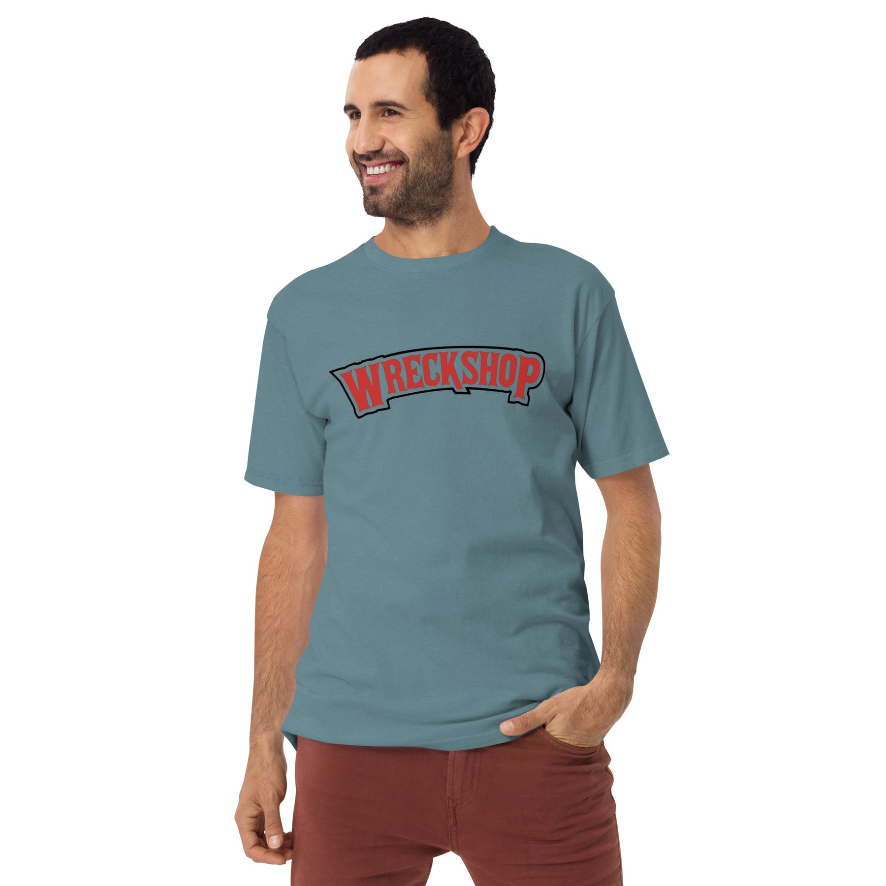 Wreckshop "Backwoods" Parody Men’s premium heavyweight tee