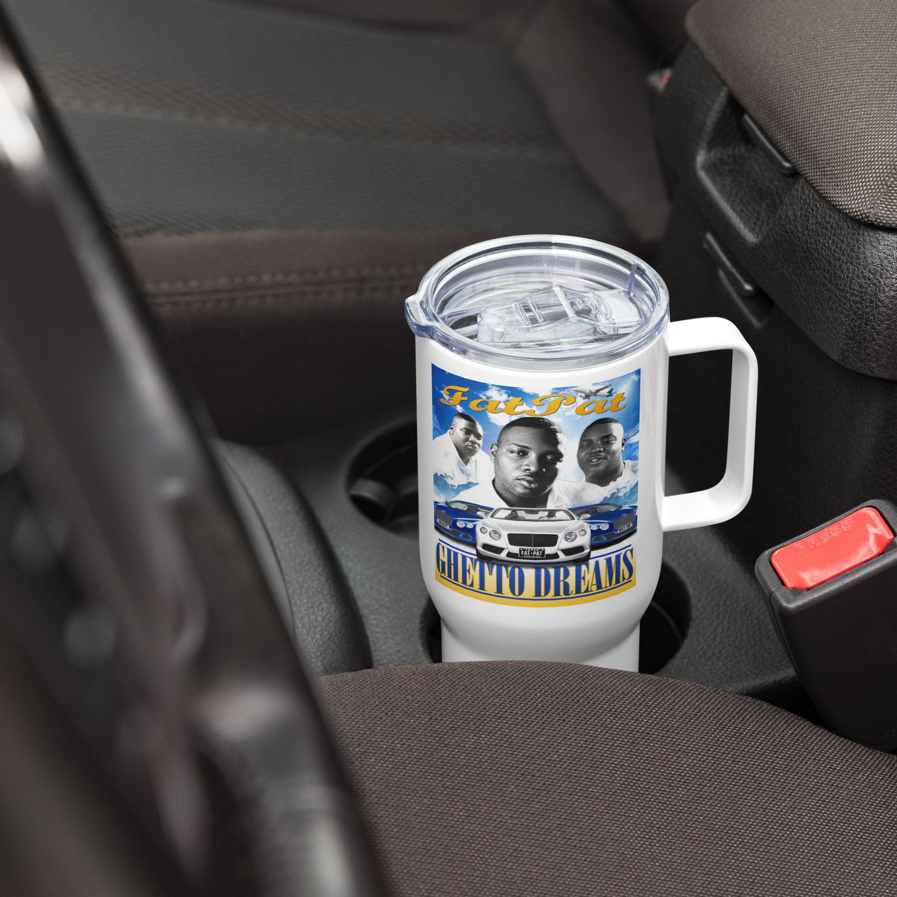 Fat Pat Ghetto DreamsTravel mug with a handle