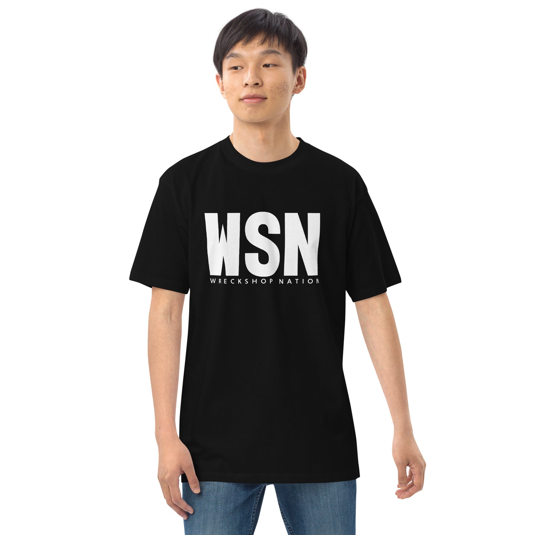 Men’s premium Black Wreckshop Nation T-Shirt