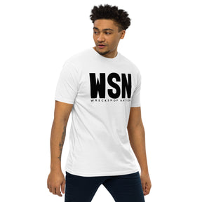 Men’s premium White Wreckshop Nation T-Shirt